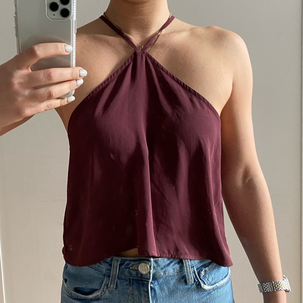 Burgundy Halter Crop Top